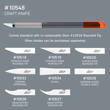 Slice 10518 Craft Knife, Finger-Friendly Edge, Safer Choice, Never Rusts, Lasts 11x Longer Than Steel, Precision Cutting (1 Pack)
