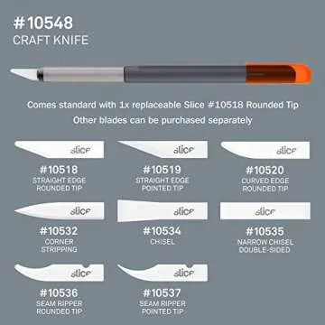 Slice 10518 Craft Knife, Finger-Friendly Edge, Safer Choice, Never Rusts, Lasts 11x Longer Than Steel, Precision Cutting (1 Pack)