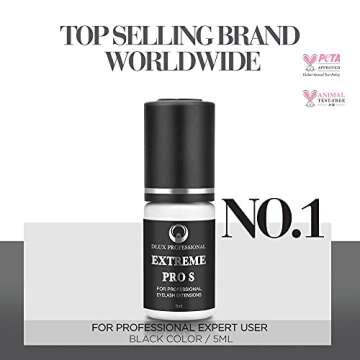 DLUX PROFESSIONAL Eyelash Extension Glue for Professionals - 8 Weeks Retention, 1 Sec Drying Time, Latex Free Semi Permanent Individual & Volume Lash Extension Glue Black