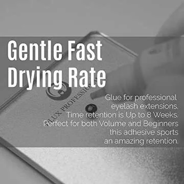 DLUX PROFESSIONAL Eyelash Extension Glue for Professionals - 8 Weeks Retention, 1 Sec Drying Time, Latex Free Semi Permanent Individual & Volume Lash Extension Glue Black