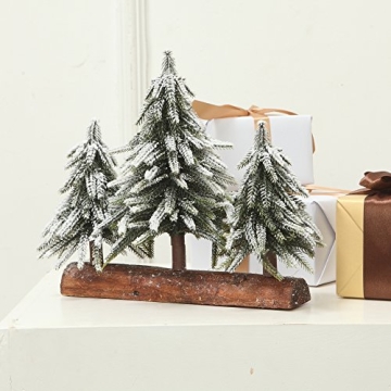 VGIA Flocked Snow Mini Christmas Tree Set with Stand