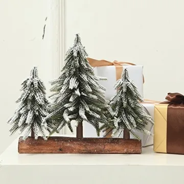 VGIA Flocked Snow Mini Christmas Tree Set with Stand