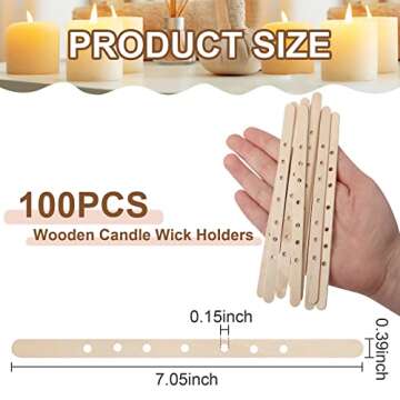 Anjmd 100 Wooden Candle Wick Holders, 7 Inch, 7 Holes, DIY Candle Making Tools