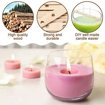 Anjmd 100 Wooden Candle Wick Holders, 7 Inch, 7 Holes, DIY Candle Making Tools