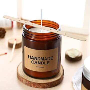 Anjmd 100 Wooden Candle Wick Holders, 7 Inch, 7 Holes, DIY Candle Making Tools