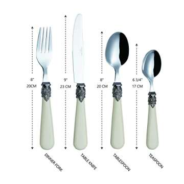 Annova Flatware 24 Pieces Set/Stainless Steel Vintage Silverware/Cutlery Set, Ivory Color, Dinner Knife/Dinner Fork/Dinner Spoon/Dessert Spoon, Mirror Polished, Service for 6 - Cream/Ivory Vintage