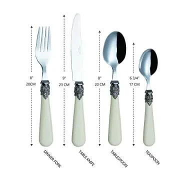 Annova Flatware 24 Pieces Set/Stainless Steel Vintage Silverware/Cutlery Set, Ivory Color, Dinner Knife/Dinner Fork/Dinner Spoon/Dessert Spoon, Mirror Polished, Service for 6 - Cream/Ivory Vintage