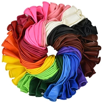 QRabbit 12" Extra Thick Party Balloons, 100 Pack Premium Quality Latex Balloons Assorted Colors, 15 ...