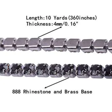 KAOYOO 10 Yards 4MM Crystal Rhinestone Close Chain Trim for Sewing Crafts,DIY Decoration