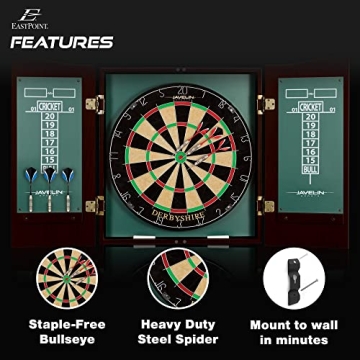 Derbyshire Dart Board Cabinet Set with Darts & Scoreboard