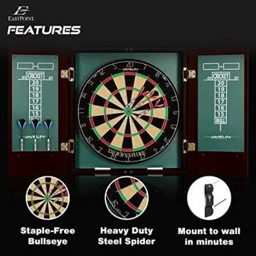 Derbyshire Dart Board Cabinet Set with Darts & Scoreboard
