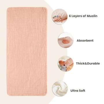 Konssy Muslin Baby Burp Cloths Sets for Unisex- 6 Pack Large 100% Cotton Burping Clothes for Newborn，Baby Girls and Boys