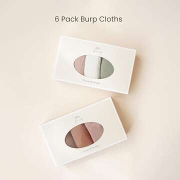 Konssy Muslin Baby Burp Cloths Sets for Unisex- 6 Pack Large 100% Cotton Burping Clothes for Newborn，Baby Girls and Boys