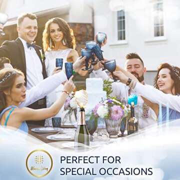 Wine Stoppers, Decorative Wine Bottle Stoppers with Gold stand. Set of 3 Crystal Wine Corks, Stainless steel Champagne Toppers, Wine accessories, gift and more by Wanda Living