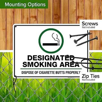 Designated Smoking Area Sign Dispose Cigarette Butts Properly Sign, 10" x 14" 0.40 Aluminum, Fade Resistance, Indoor/Outdoor Use, USA MADE By My Sign Center