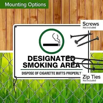 Designated Smoking Area Sign Dispose Cigarette Butts Properly Sign, 10" x 14" 0.40 Aluminum, Fade Resistance, Indoor/Outdoor Use, USA MADE By My Sign Center
