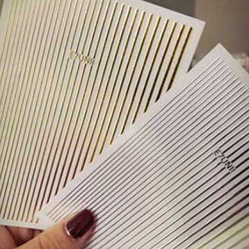 Minkissy 2Pcs Nail Striping Tape Line Nail Art Decoration Sticker with Tape Roller Dispenser DIY Nail Tip Decal (Golden+Silver)