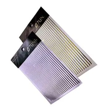 Minkissy 2Pcs Nail Striping Tape Line Nail Art Decoration Sticker with Tape Roller Dispenser DIY Nail Tip Decal (Golden+Silver)