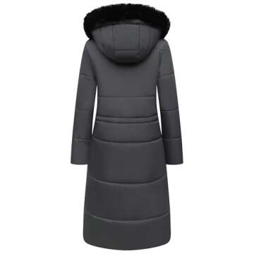 MOERDENG Women's Long Winter Puffer Coat Waterproof Warm Maxi Down Jacket Faux Fur Removable Hood Parka