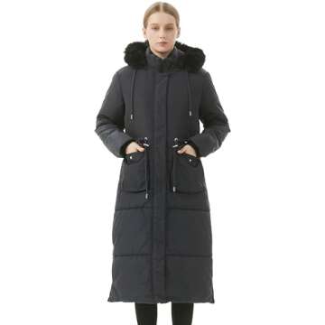 MOERDENG Women's Long Winter Puffer Coat Waterproof Warm Maxi Down Jacket Faux Fur Removable Hood Parka