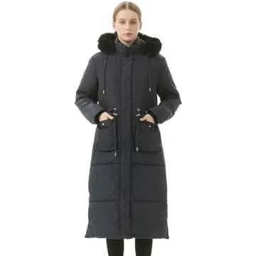 MOERDENG Women's Long Winter Puffer Coat Waterproof Warm Maxi Down Jacket Faux Fur Removable Hood Parka