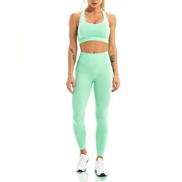 WodoWei Women 2 Piece Workout Outfits Sports Bra Seamless Leggings Yoga Gym Activewear Set (YO601-gr...