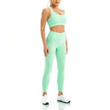 WodoWei Women 2 Piece Workout Outfits Sports Bra Seamless Leggings Yoga Gym Activewear Set (YO601-green marl-M)