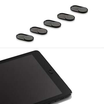 Webcam Cover | Black Metal (5 Pack) Laptop Camera Cover Slide | Protects Computer & Smartphone Camera Against Hackers Swiss Made Webcamera Slider | Web Cam Blocker