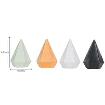 MyGift Modern Cone Shaped Ring Holders, Decorative Multi-Colored Pastel Prism Style Jewelry Display Stands, Set of 4