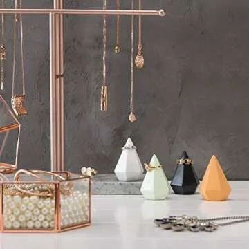 MyGift Modern Cone Shaped Ring Holders, Decorative Multi-Colored Pastel Prism Style Jewelry Display Stands, Set of 4