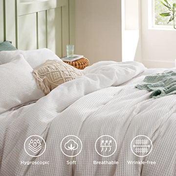 Bedsure Cotton Waffle Weave Duvet Cover Queen Soft Breathable