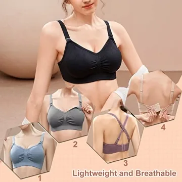 JAMRID 5 Pack Maternity Nursing Bras for Breastfeeding