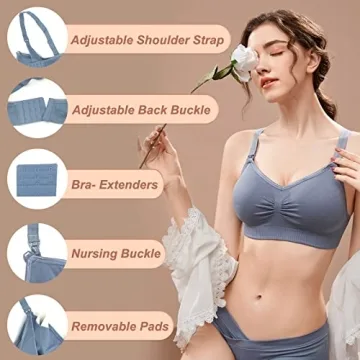 JAMRID 5 Pack Maternity Nursing Bras for Breastfeeding