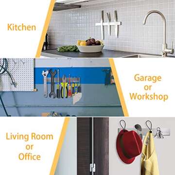 SMART&COOL 12 Inches Self-adhesive Magnetic Knife Holder, Magnetic Knife Strip for Wall Mounting, no Drilling (Stainless Steel-12 in)