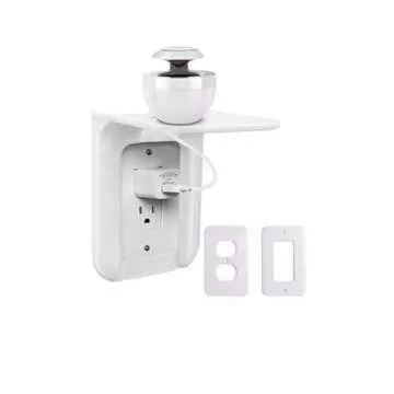 New Space Saving Wall Ultimate Outlet Shelf for Storage Electronics Using Upper Socket White