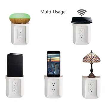 New Space Saving Wall Ultimate Outlet Shelf for Storage Electronics Using Upper Socket White
