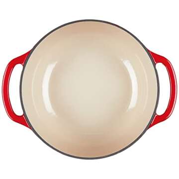 Lodge 4.5 Quart Enameled Cast Iron Dutch Oven with Lid – Dual Handles – Oven Safe up to 500° F or on Stovetop - Use to Marinate, Cook, Bake, Refrigerate and Serve – Island Spice Red