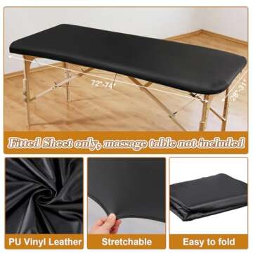Macarrie 2 Pcs PU Leather Massage Table Cover Sheet Vinyl Protector Waterproof Massage Sheets for Tables 28''-31'' Wide, 74'' Long(Black)