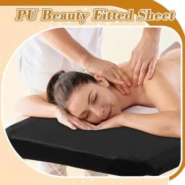 Macarrie 2 Pcs PU Leather Massage Table Cover Sheet Vinyl Protector Waterproof Massage Sheets for Tables 28''-31'' Wide, 74'' Long(Black)