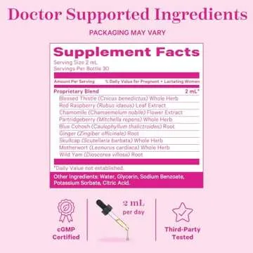 Pink Stork Labor Prep and Recovery Tincture with Red Raspberry Leaf - Natural Third Trimester & Postpartum Essentials, 9 Herbs for Gentle Birth, Uterine Support, & Hormone Balance - 2 oz