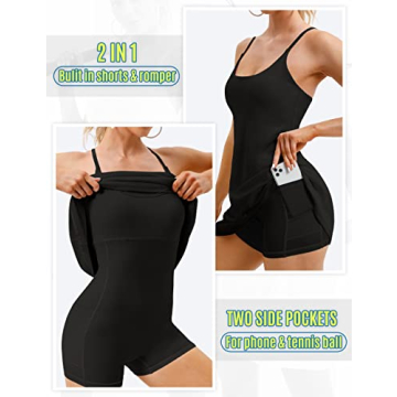 Ewedoos Women's Tennis Dress Built-in Bra Pockets Active Wear