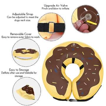 Dog Cone Collar for Small Medium Large Dogs for After Surgery, Pet Inflatable Neck Donut Collar Soft...
