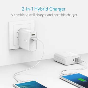 Anker PowerCore Fusion, Portable Charger 5000mAh with Dual USB Wall Charger, Foldable Plug and PowerIQ Travel Charger, Battery Pack for iPhone, iPad, Android, Samsung Galaxy and More