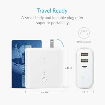 Anker PowerCore Fusion, Portable Charger 5000mAh with Dual USB Wall Charger, Foldable Plug and PowerIQ Travel Charger, Battery Pack for iPhone, iPad, Android, Samsung Galaxy and More
