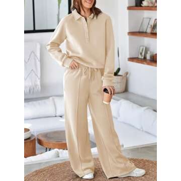 Aleumdr Women's 2 Piece Outfits Sweatsuit Oversized Sweatshirt Wide Leg Sweatpants Matching Lounge Set 2024