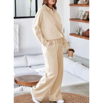 Aleumdr Women's 2 Piece Outfits Sweatsuit Oversized Sweatshirt Wide Leg Sweatpants Matching Lounge Set 2024