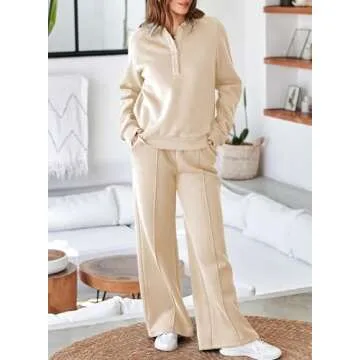Aleumdr Women's 2 Piece Outfits Sweatsuit Oversized Sweatshirt Wide Leg Sweatpants Matching Lounge Set 2024