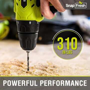 SnapFresh 20V Cordless Drill Set, 3/8" Power Drill with 2 Variable Speed, 21+1 Torque Setting, LED, ...