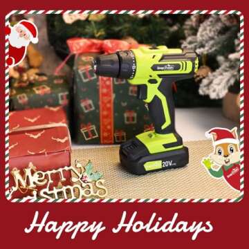 SnapFresh 20V Cordless Drill Set, 3/8" Power Drill with 2 Variable Speed, 21+1 Torque Setting, LED, 43pcs Drill Bits, Impact Driver Kit for Home,DIY-2.0Ah Battery & Fast Charger Included