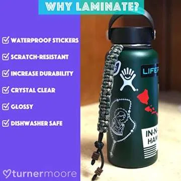 Clear Vinyl Laminate for Stickers, 12" x 15FT Laminate Roll Self-Adhesive for Decals, Stencils, Waterproof, Permanent Clear Adhesive Vinyl Laminate, Glossy Sticker Laminate by Turner Moore Edition